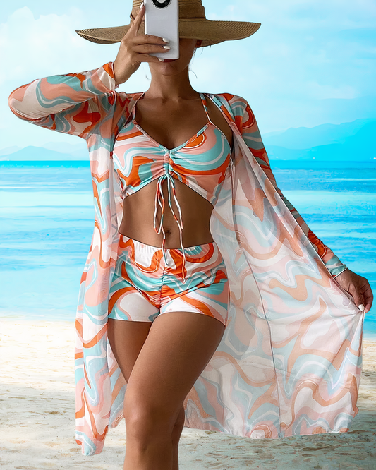 Yeva™ - Set bikini a vita alta con copricostume